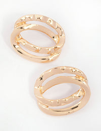 Gold Molten Double Ring Drop Earrings - link has visual effect only