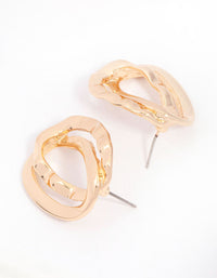 Gold Molten Double Ring Drop Earrings - link has visual effect only