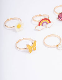 Kids Rainbow & Butterfly Ring 6-Pack - link has visual effect only