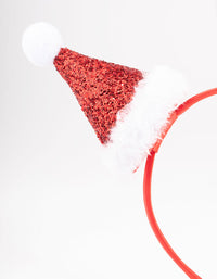 Kids Fabric Christmas Glitter Santa Hat Headband - link has visual effect only