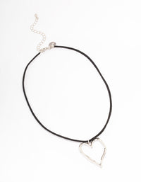 Rhodium Organic Shape Heart Necklace - link has visual effect only