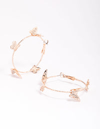 Rose Gold Butterfly Medium Hoop Earrings - link has visual effect only