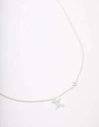 Silver Plated Gemini Necklace With Cubic Zirconia Pendant - link has visual effect only