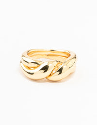 Gold Plated Twisted Metal Band Ring - link has visual effect only