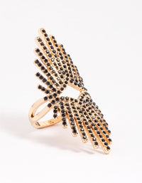 Black Statement Spray Diamante Ring - link has visual effect only