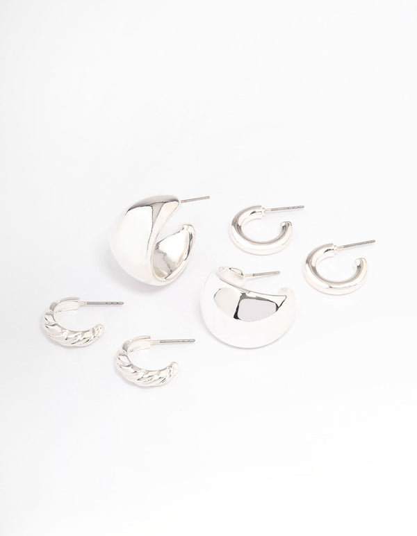 Silver Multi Hoop Earrings Pack