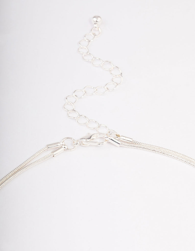 Rhodium Double Layered Necklace