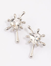 Rhodium Heart Splash Stud Earrings - link has visual effect only