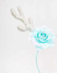 Kids Fabric Christmas Rose Sequin Antler Headband - link has visual effect only