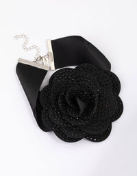Black Crystal Statement Flower Choker - link has visual effect only