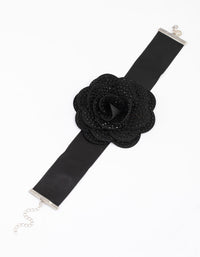 Black Crystal Statement Flower Choker - link has visual effect only