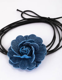 Blue Denim Cord Flower Choker - link has visual effect only