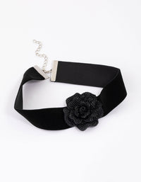 Black Diamante Mini Flower Choker - link has visual effect only