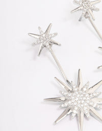 Rhodium Mixed Star Drop Earrings - link has visual effect only