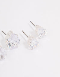 Silver Cubic Zirconia Stud Earrings Pack - link has visual effect only