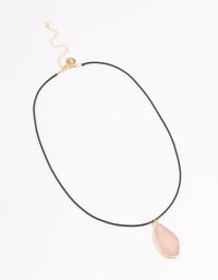 Gold Rose Quartz Flat Stone Pendant Necklace - link has visual effect only