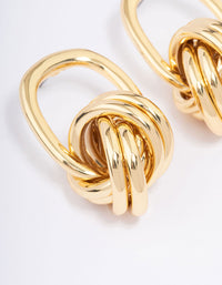 Gold Plated Oval Knotted Drop Earrings - link has visual effect only