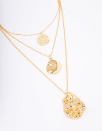 Gold Plated Trio Layered Molten Disc Necklace - link has visual effect only