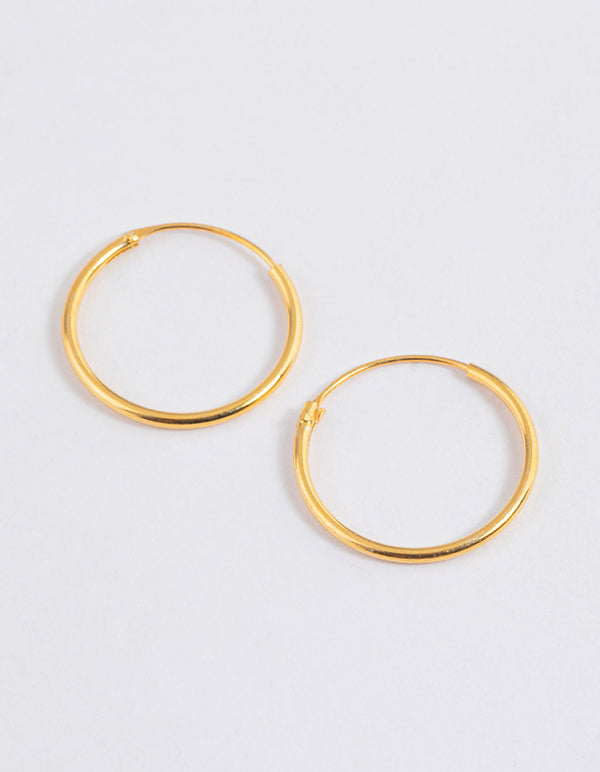 Gold Plated Sterling Silver Hoop Earrings 16mm