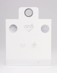 Sterling Silver Cubic Zirconia Simple Stud Earrings - link has visual effect only