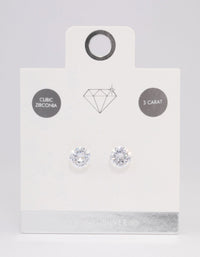 Sterling Silver Cubic Zirconia Triple Stud Earrings - link has visual effect only