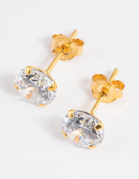 Gold Plated Sterling Silver Cubic Zirconia Stud Earrings - link has visual effect only