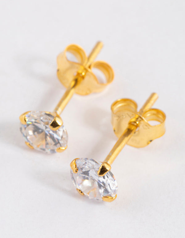 Gold Plated Sterling Silver Dainty Stud Earrings