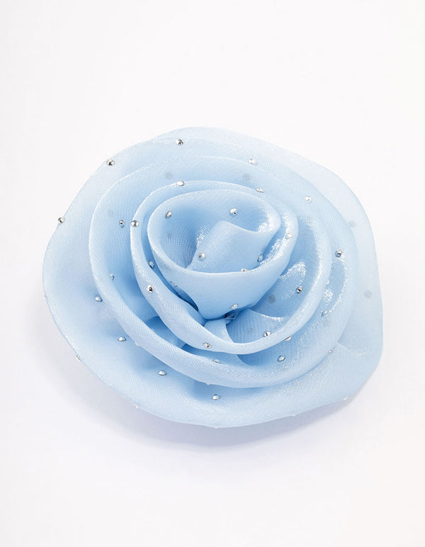 Blue Diamante Rosette Brooch & Hair Clip