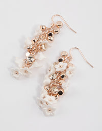 Rose Gold Multi Diamante Petal Drop Earrings - link has visual effect only