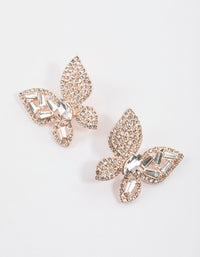 Rose Gold Butterfly Multi Stone Stud Earrings - link has visual effect only