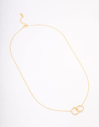 Gold Plated Sterling Silver Paved Link Hoop Necklace - link has visual effect only