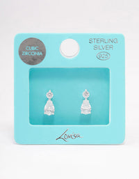 Sterling Silver Round Cubic Zirconia Pear Drop Earrings - link has visual effect only