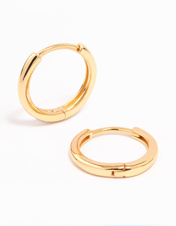 Gold Plated Sterling Silver Huggie Earrings 14mm