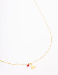 Gold Plated Sterling Silver Red Stone Butterfly Pendant Necklace - link has visual effect only