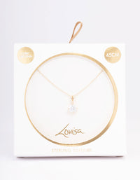 Gold Plated Sterling Silver Solitaire Pendant Necklace - link has visual effect only