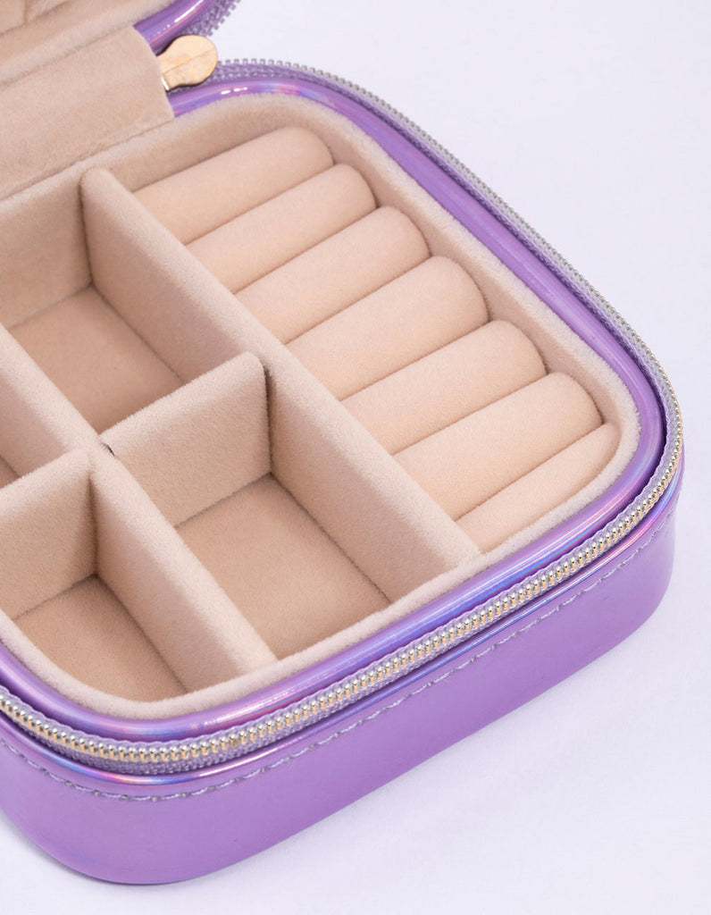 Lilac Holographic Faux Leather Jewellery Box
