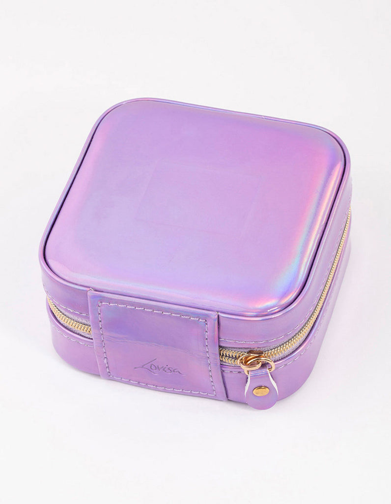 Lilac Holographic Faux Leather Jewellery Box