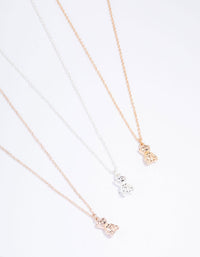 Mixed Metal Mini Teddy Necklace 3-Pack - link has visual effect only