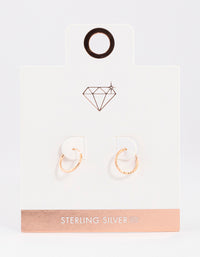 Rose Gold Plated Sterling Silver Diagonal Hoop Earrings 12mm - link has visual effect only