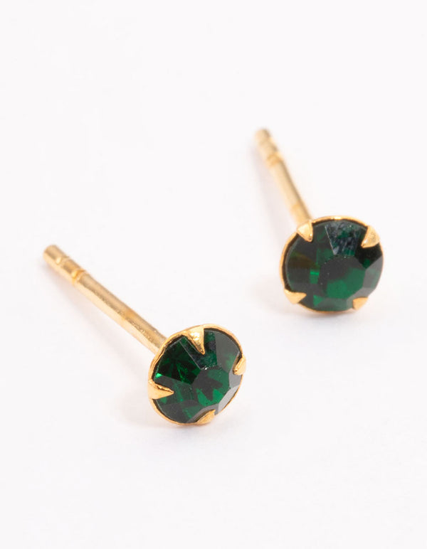 Gold Plated Sterling Silver Diamante Stud Earrings 4mm