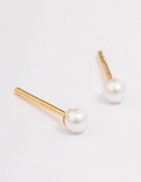 Gold Plated Sterling Silver Pearl Stud Earrings 3mm - link has visual effect only