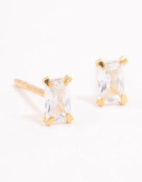 Gold Plated Sterling Silver Baby Baguette Stud Earrings - link has visual effect only