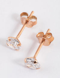 Rose Gold Plated Sterling Silver Cubic Zirconia Stud Earrings - link has visual effect only