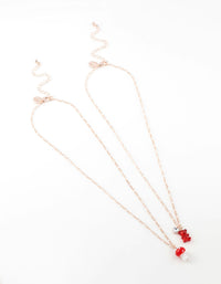 Rose Gold Teddy & Mushroom Necklace Pack - link has visual effect only