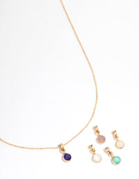 Gold Mixed Semi-Precious Charm Necklace Pack - link has visual effect only