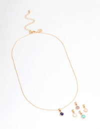 Gold Mixed Semi-Precious Charm Necklace Pack - link has visual effect only