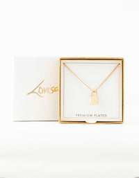 Gold Plated Padlock Short Necklace - link has visual effect only