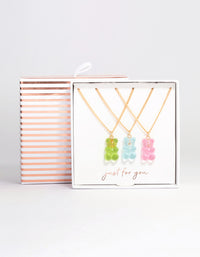 Gold Acrylic Gummy Bear Necklace 3-Pack - link has visual effect only