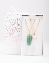 Gold Mixed Semi-Precious Wrapped Pendant Necklace Pack - link has visual effect only