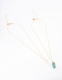 Gold Mixed Semi-Precious Wrapped Pendant Necklace Pack - link has visual effect only